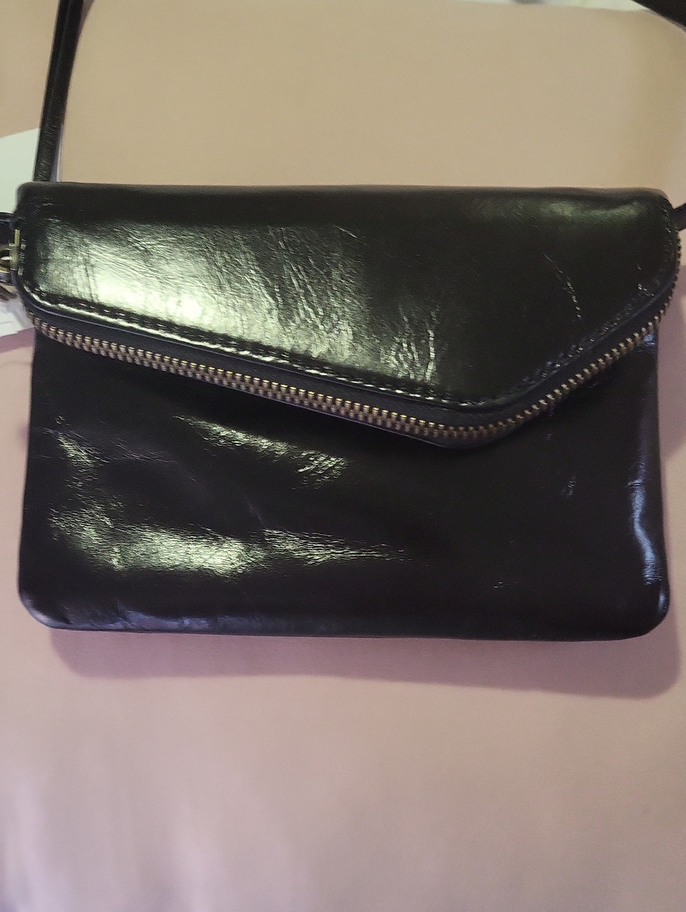 HOBO Black Patent Leather Crossbody Envelope Bag